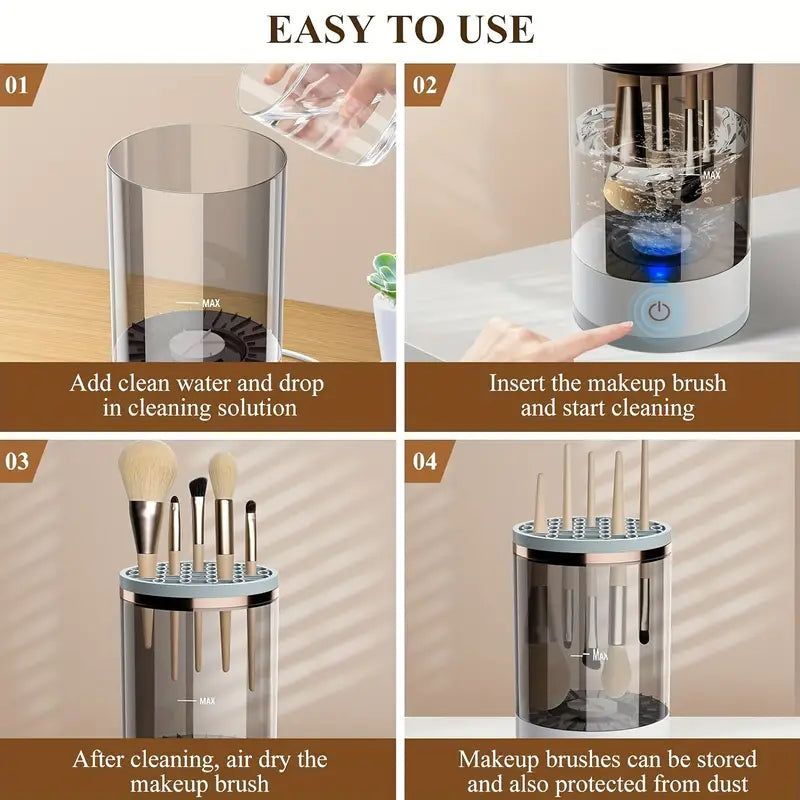 منظف ومجفف فرش المكياج الكهربائي (يعمل عبر USB)