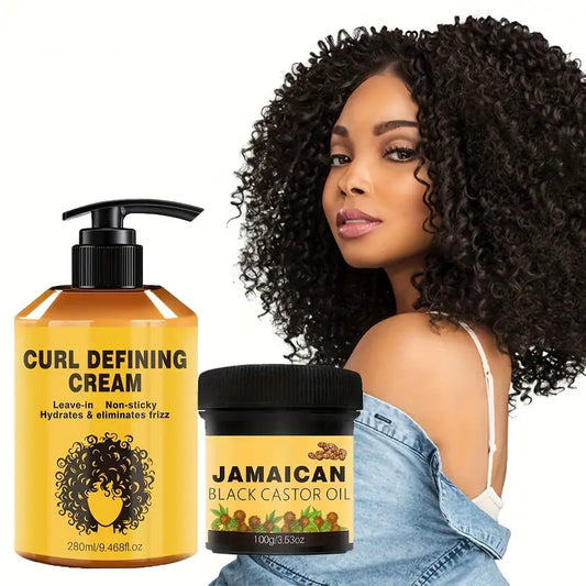 مجموعة ترطيب وتصفيف الشعر من قطعتين - زيت الأرغان وكريم تحديد الشعر