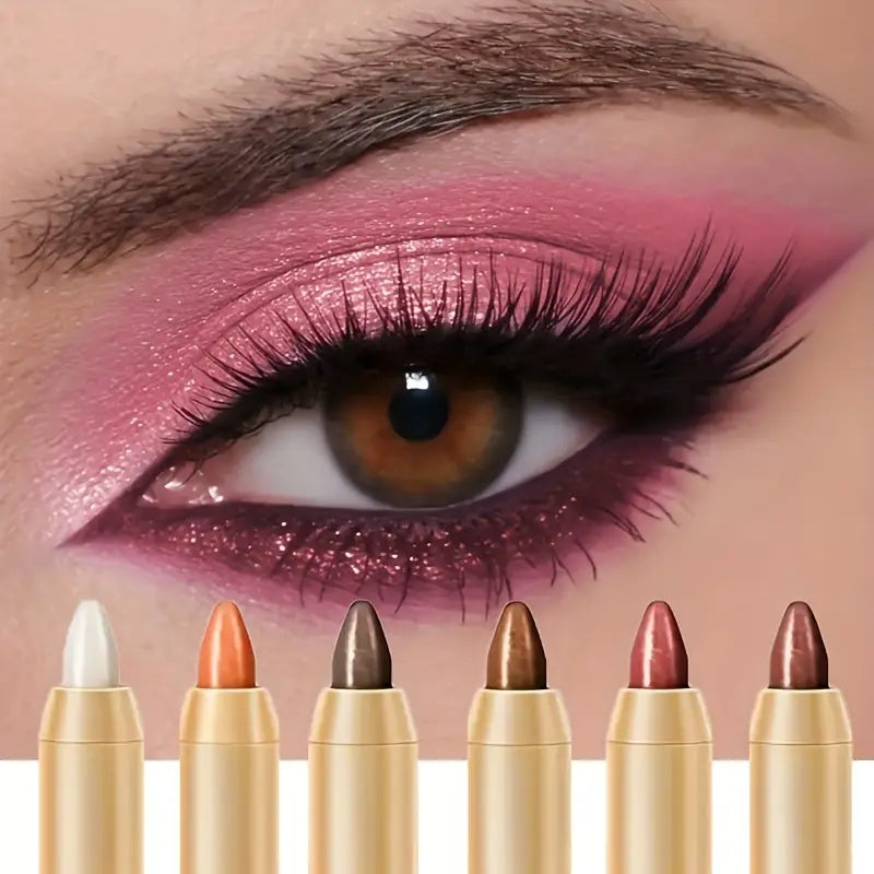6pcs Highlighter Eyeshadow Pencil Shimmer Glitter Contouring Double-headed Eyeshadow Stick Lazy Eyeshadow Makeup