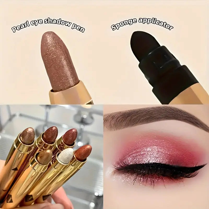 6pcs Highlighter Eyeshadow Pencil Shimmer Glitter Contouring Double-headed Eyeshadow Stick Lazy Eyeshadow Makeup