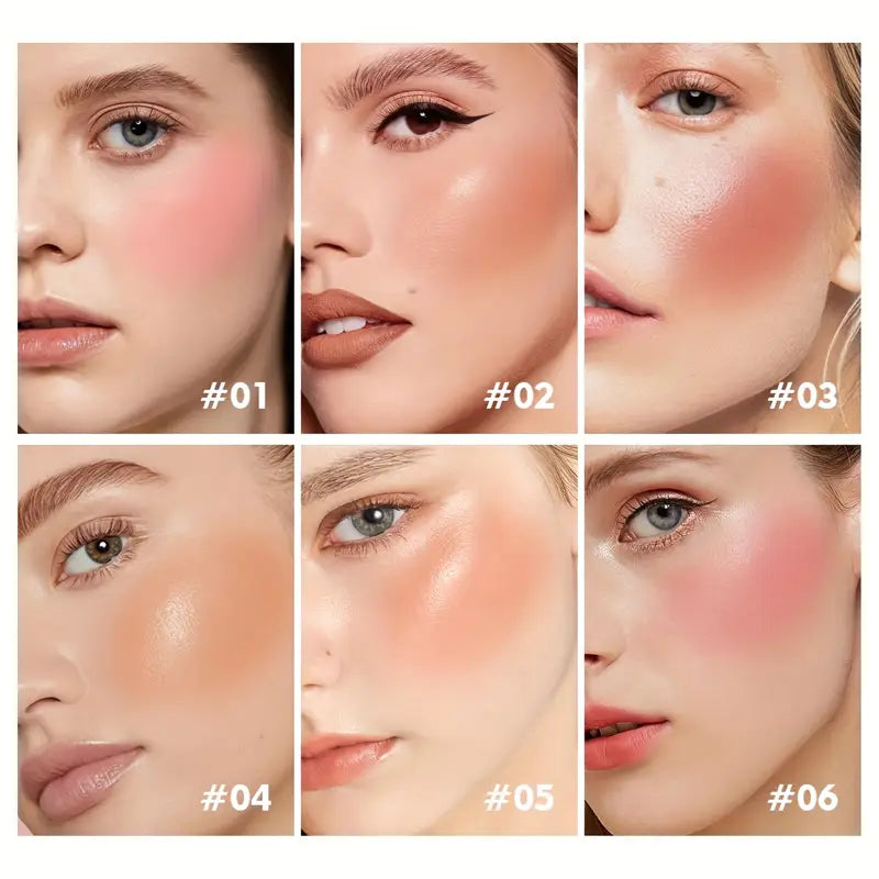 6-Color Blush - Matte, Medium Coverage, Waterproof, Brightening Powder for All Skin Tones, Enhancing Natural Glow and Flawless Radiance